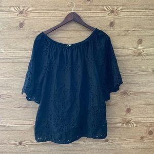 GAP BLACK PRETTY LACEY LACE BLOUSE BOHO FEMME